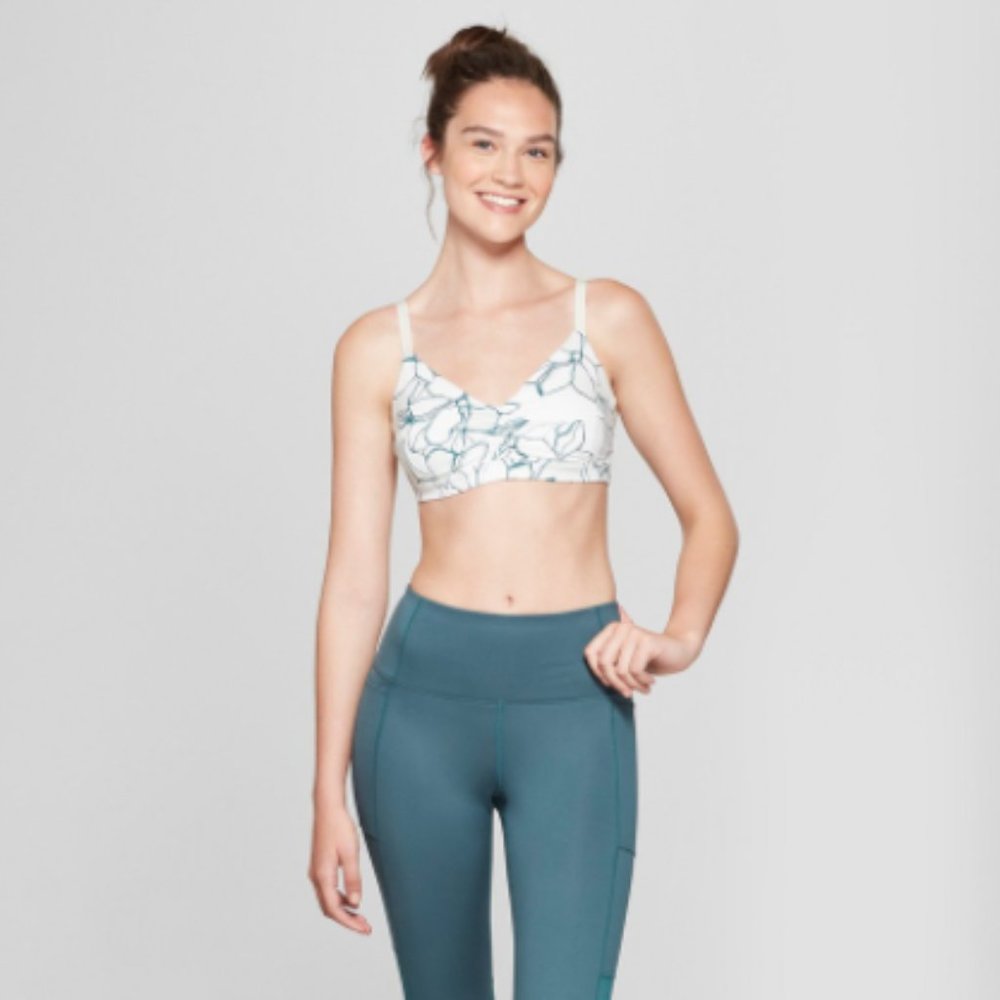 JoyLab Ruched Floral Print Comfort Sports Bra